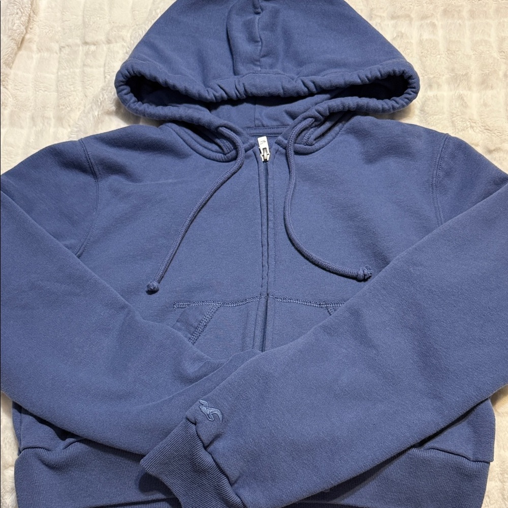Hollister Blue cropped Hoodie Sweatshirt